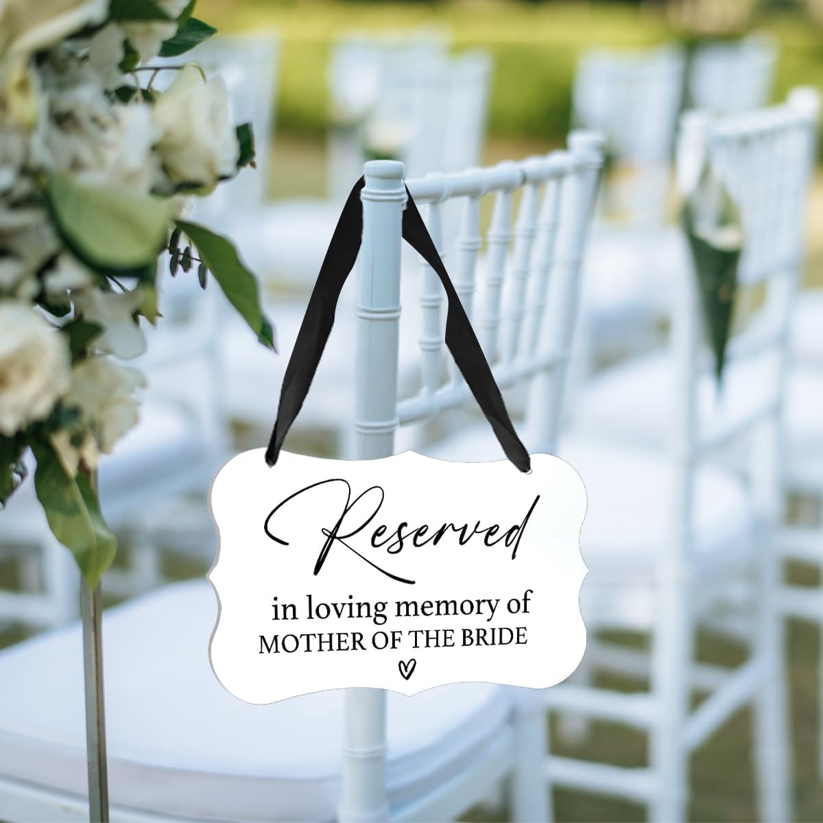 Acrylic Wedding Sign, Ring Bearer Sign, Reserved Seating Signs, for Mother of The Bride, Rustic Wedding Decor Signs, Acrylic Wall Art With Ribbon for Chairs Weddings Decor and Event Party (White)