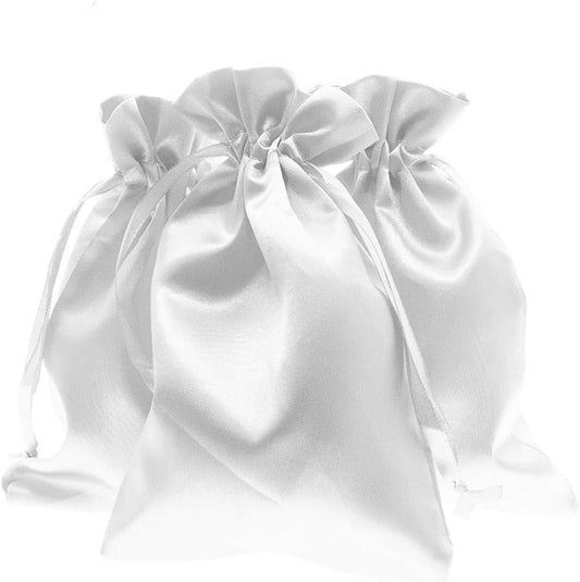 4" x 6" White Satin Gift Bags, Jewelry Bags, Wedding Favor Drawstring Bags Baby Shower Christmas Gift Bags 50 per Pack
