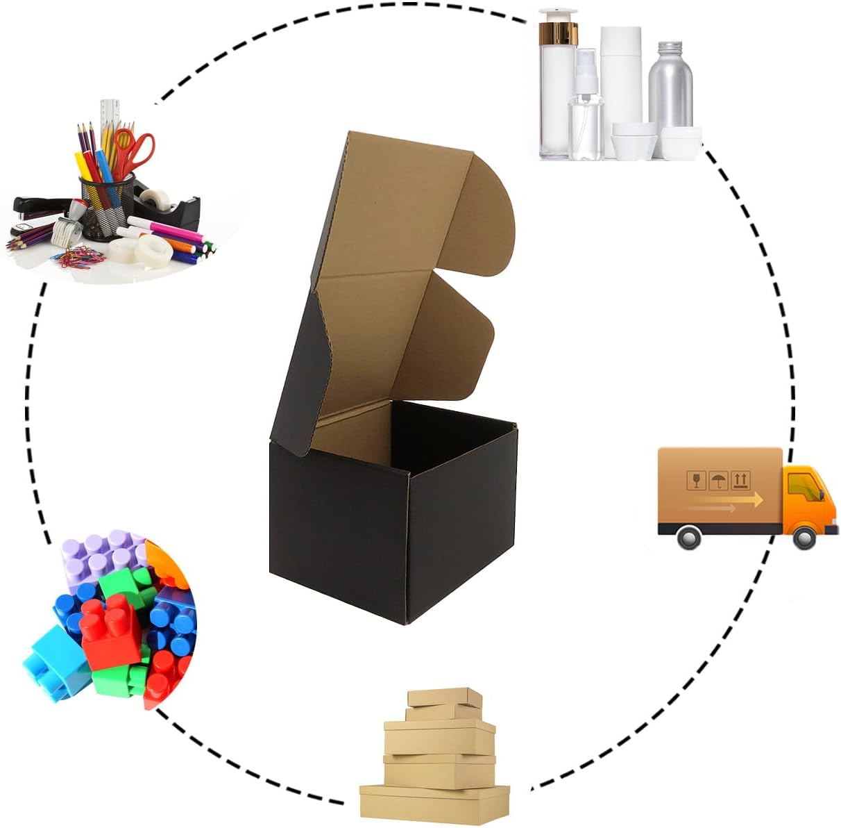 24 Pack 6x5x4 Inches Shipping Boxes，Black 3 Layers Corrugated Cardboard Box, Mailer Boxes for Packaging Small Business Mailing Gifts Digest Giving Products Wrap Boxes with Lids (6''x5''x4'')