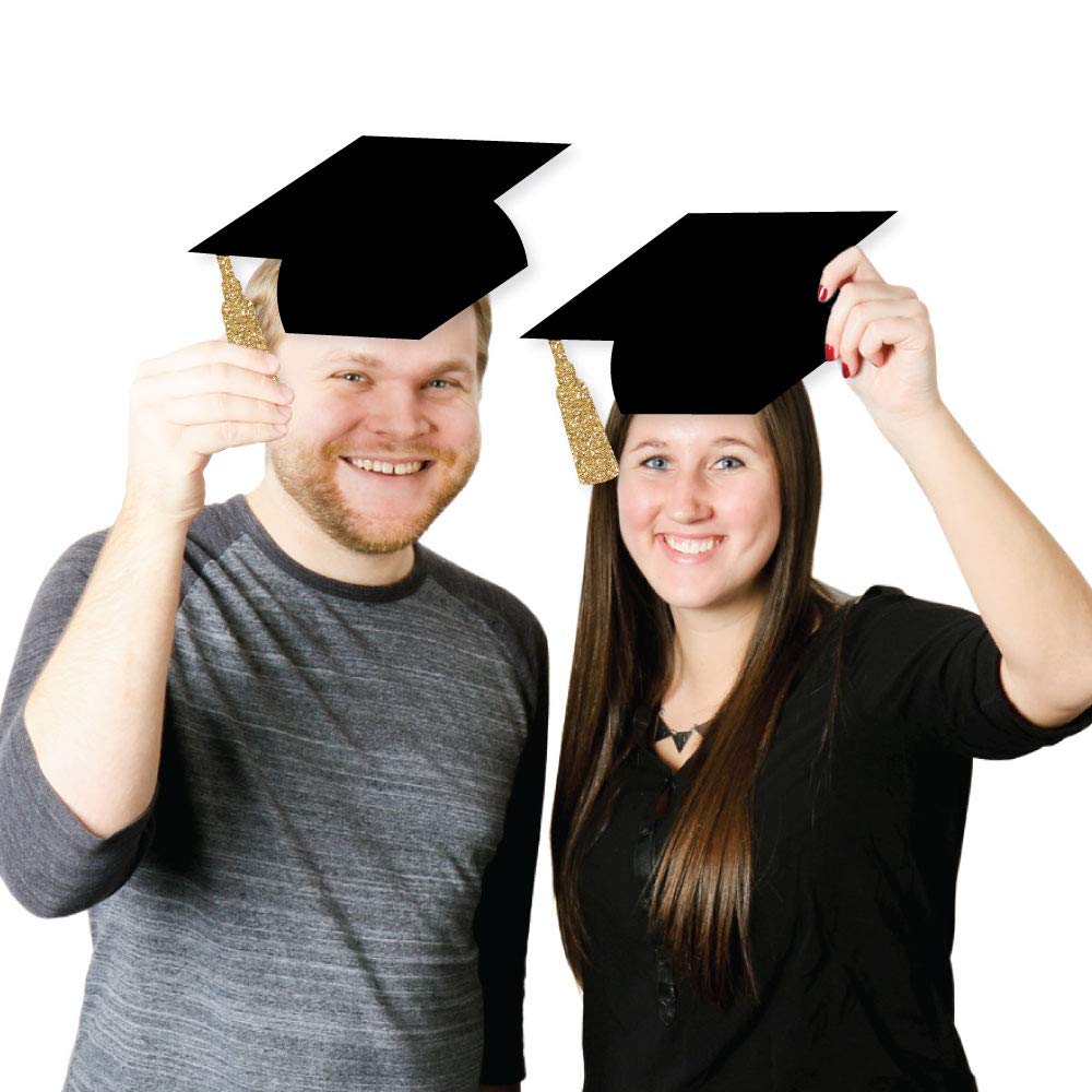 Big Dot of Happiness Gold Graduation Decorations - Cap Essentials, Elegant Golden Accents