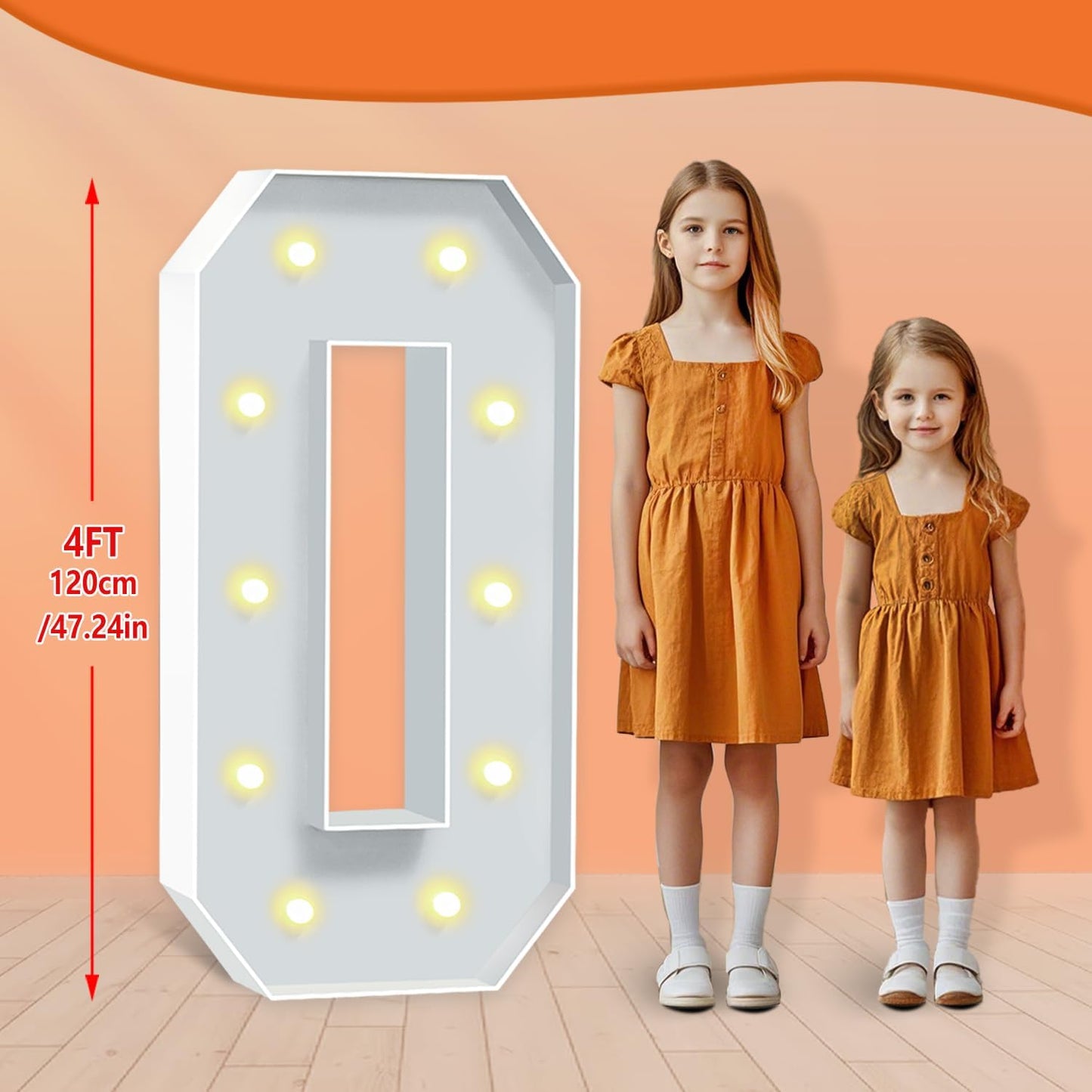 4FT Light Up Marquee Numbers, 4 Feet Tall Light Up Number 0, Mosaic Cardboard Numbers Signs for Balloon, Weddings, Birthdays, Anniversaries, Christmas, New Year's Celebrations, Easy to Assemble