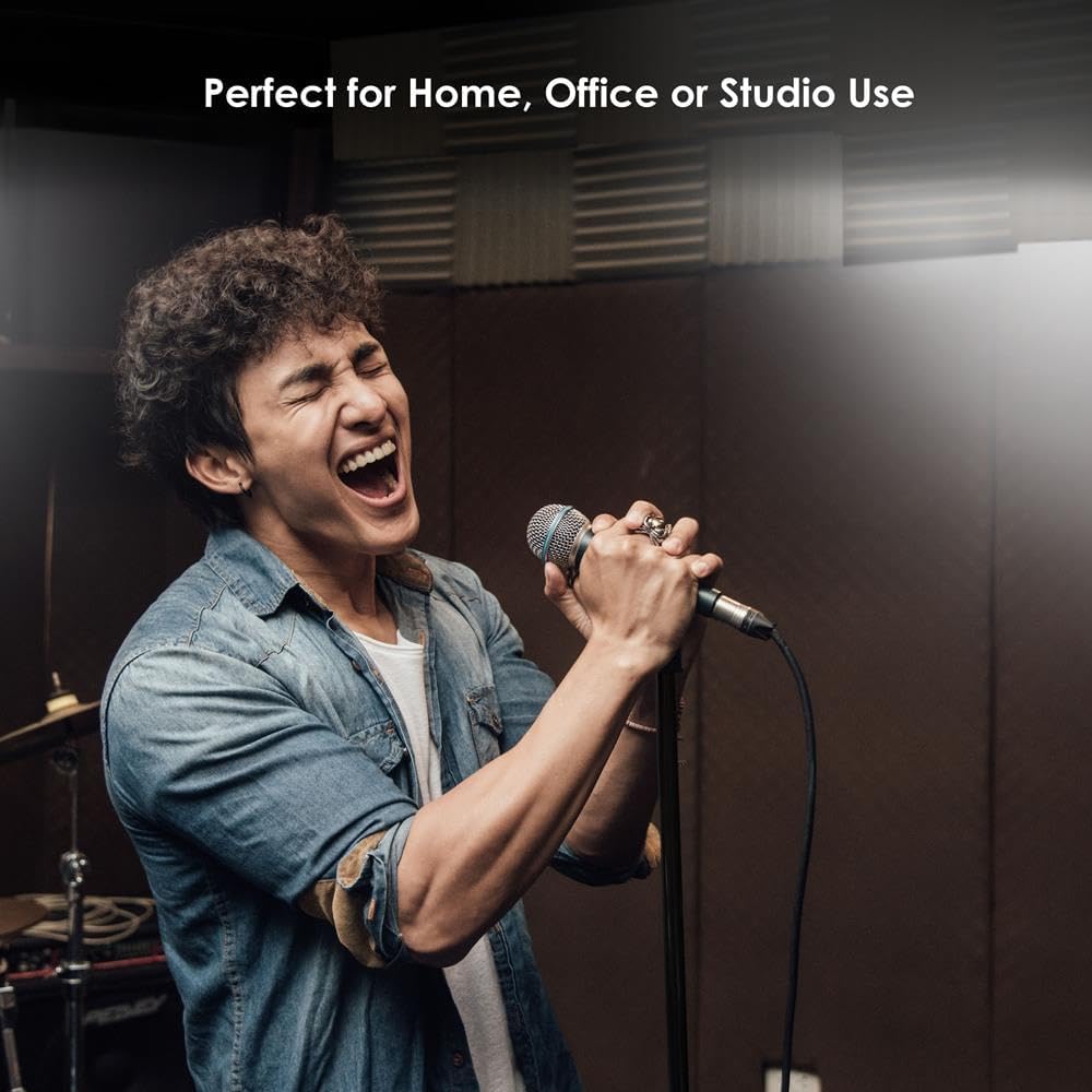 Pyle Adjustable Microphone Stand - Universal Mic Stand with Compact Heavy Base, Floor Standing Design, Height Adjustable, Pivot Angle Clip for Singing & Recording (2.8??- 5??ft., 9.8??Base Diameter)