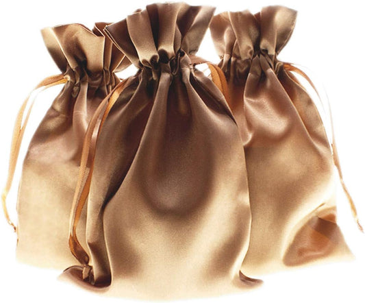 4" x 6" Old Gold Satin Gift Bags, Jewelry Bags, Wedding Favor Drawstring Bags Baby Shower Christmas Gift Bags 50 per Pack
