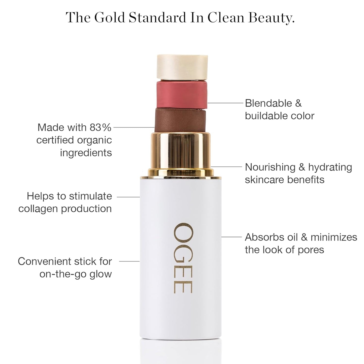 Ogee Face Stick Radiant Collection Trio - Contour Stick Makeup Collection - Certified Organic Contour Palette - Includes Bronzer Stick, Blush Stick & Highlighter Stick