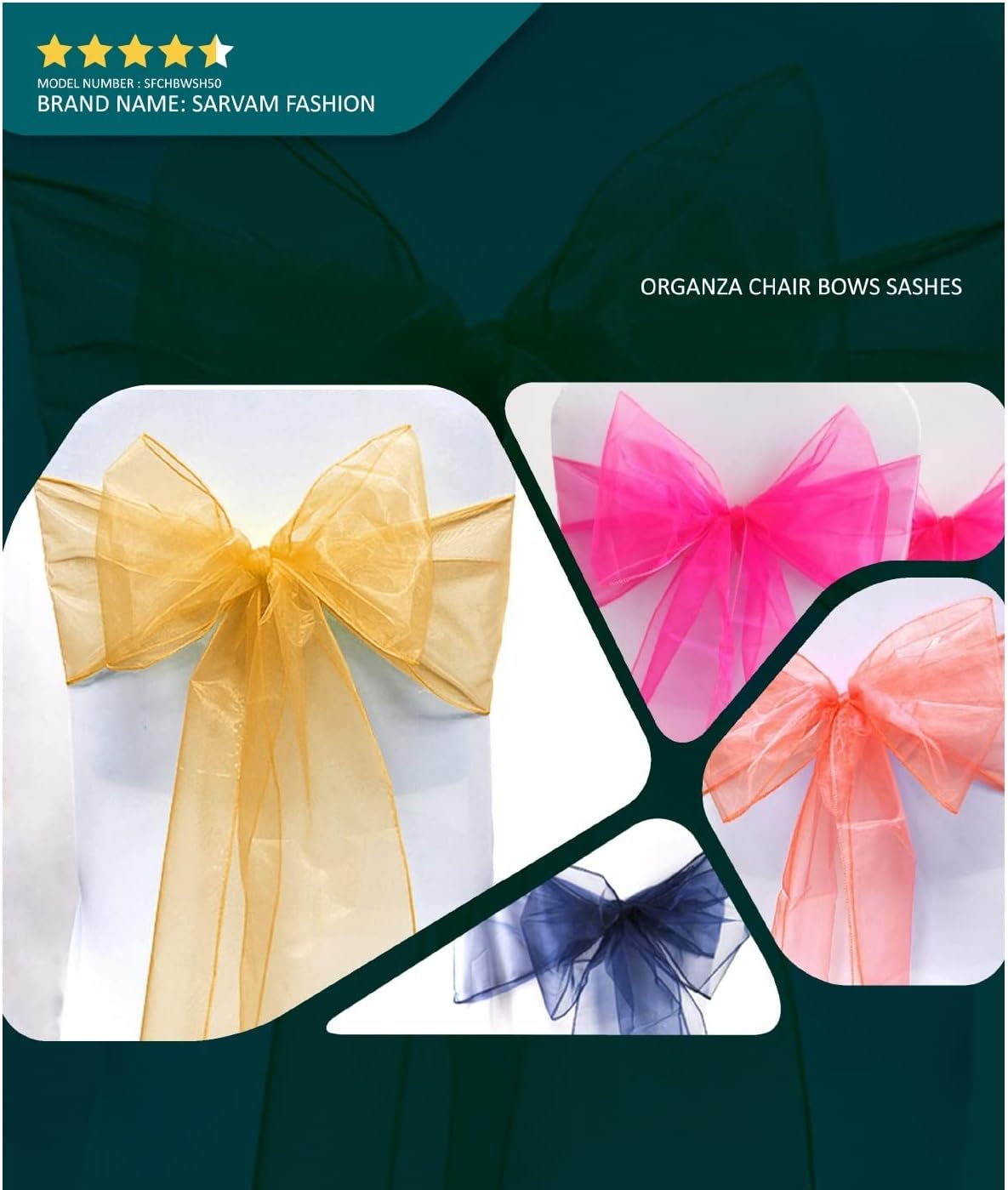 Organza Chair Bow Sash Décor Bows Sashes for Wedding Reception Events Banquets Decoration - (Pack of 25, Lavender)