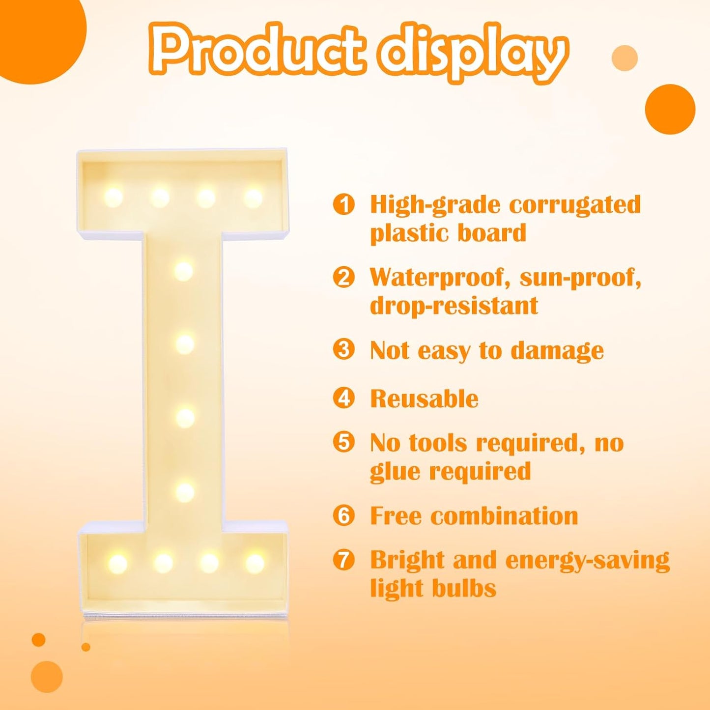 4ft Marquee for Letters I, Large Light up Letters, Multifunctional Large Marquee for Letters 4 Feet Tall for Party Decorations, Letter Balloons, Wedding Decor, Proposal Decorations (Letters I)