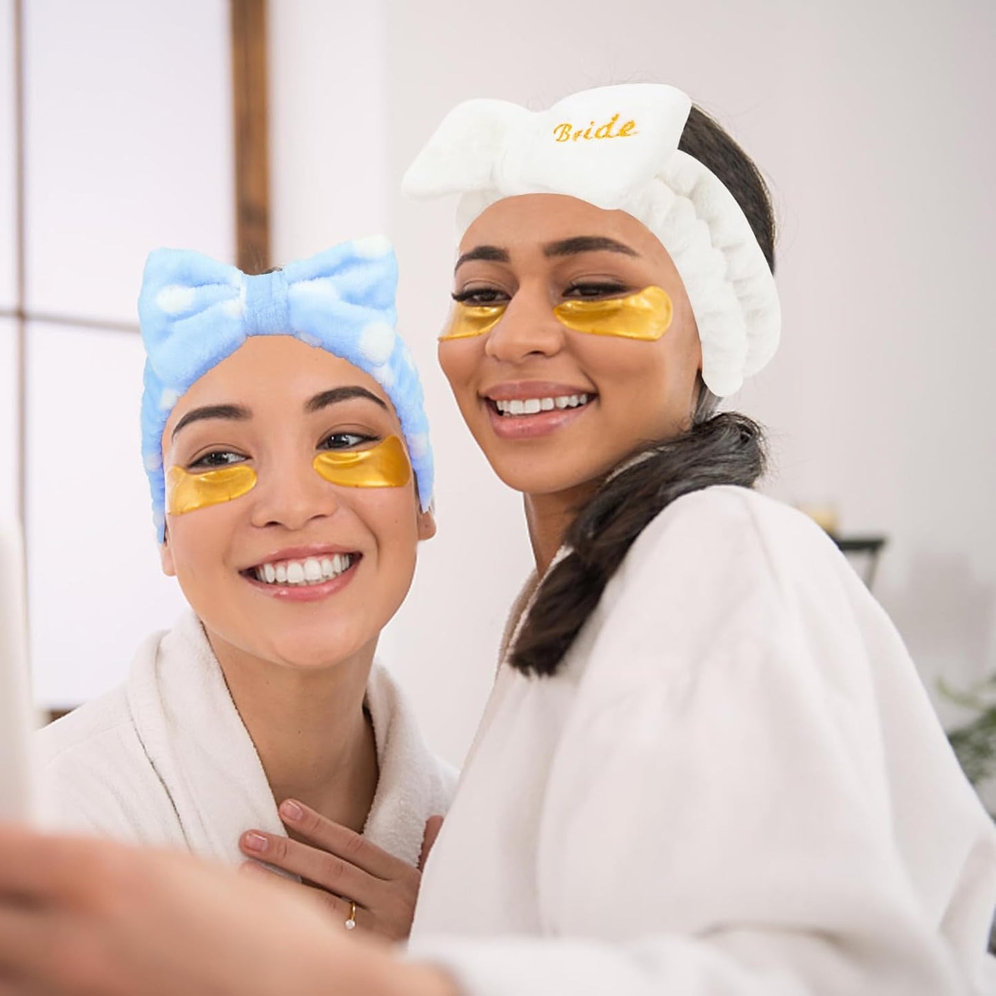 Semato Bachelorette Party Favor Set Bride & Bridesmaid Spa Headband for Women Gifts Party Supplies (1 bride+ 7 blue dot)