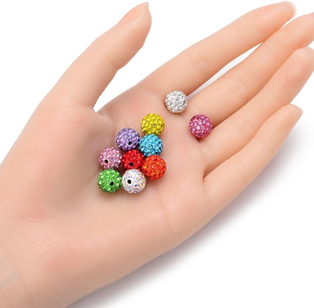 25pcs Adabele Grade A Suncatcher Crystal Rhinestone Pave Loose Beads 10mm Sapphire Blue Polymer Clay Disco Ball Spacers Compatible with Shamballa All Craft Jewelry Making DB10-13