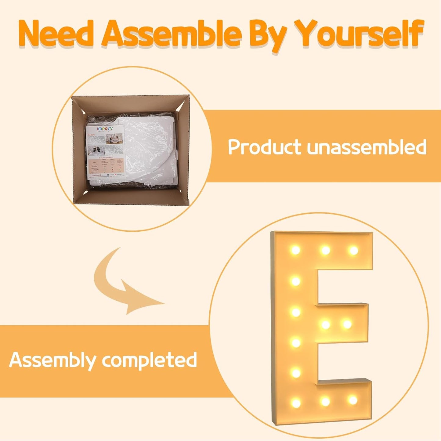 Marquee Letters 4 Feet Tall Large Light Up Letters E Happy Birthday Decorations Wedding Engagement Party Decor Yellow Light Birthday Decorations Balloon Arch Kit Foam Sign E