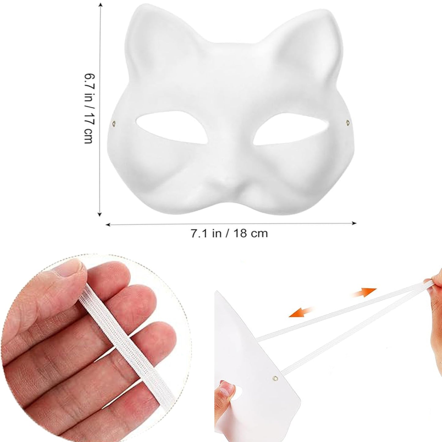 Apettoey 10PCS Cat Masks - White Therian Masks for Masquerade, Halloween, Kids Cosplay & Costume