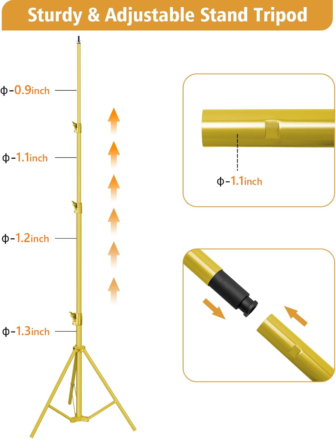 10x10Ft Photography Backdrop Stand - Titanium Gold, Adjustable Backdrop Stand for Parties, Photo Back Drop Stand, Background Support Stand with Carry Bag,Clamp.