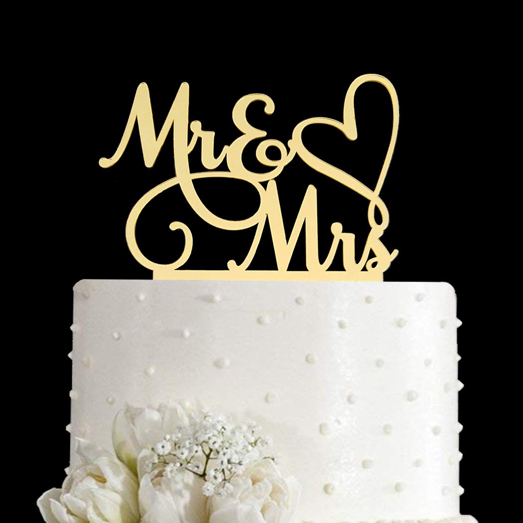 AMINJIE Mr and Mrs Cake Topper, Bride and Groom Sign Wedding/Engagement Cake Toppers Decoration