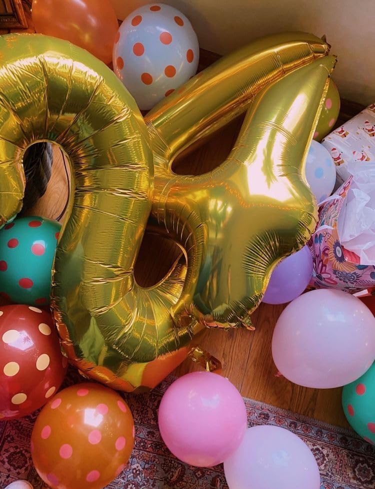 40 Inch Gold 0-9 Number Mylar Foil Balloons 2 Gold Digital Balloons for 2nd 12th 20th 21st Birthday Party Engagement Graduations Anniversary Baby Shower Decorations Party Supplies