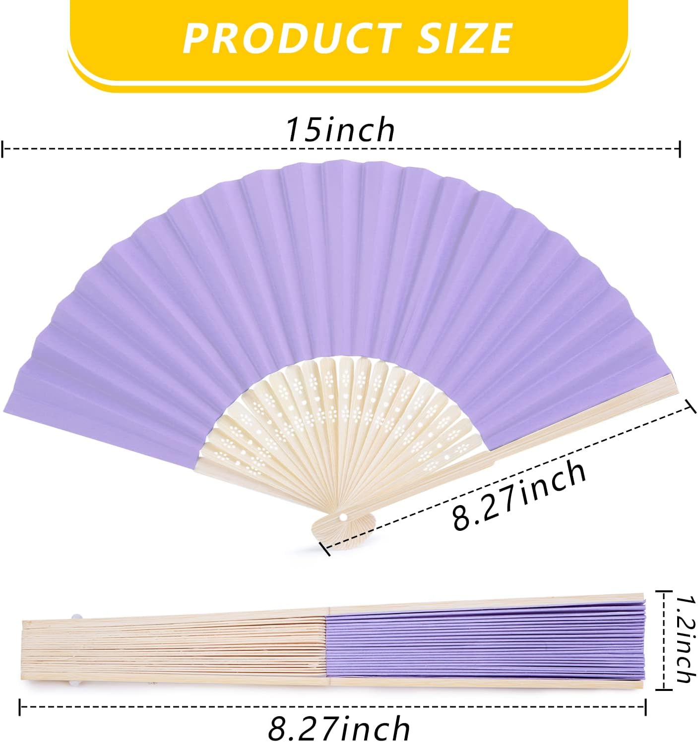 DomeStar 15 Pcs Paper Folding Hand Fans, 8.3 Inch Multicolored Paper Fans Handheld Decorative Accessories for Wedding, Outdoor Party Favors, Bridal Shower DIY Rainbow Party Decorations