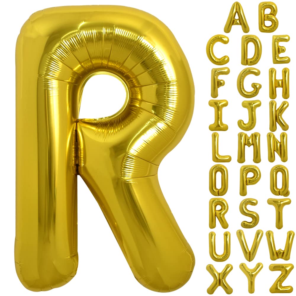 TONIFUL 40 Inch Large Gold Letter R Foil Balloons Alphabet Balloons