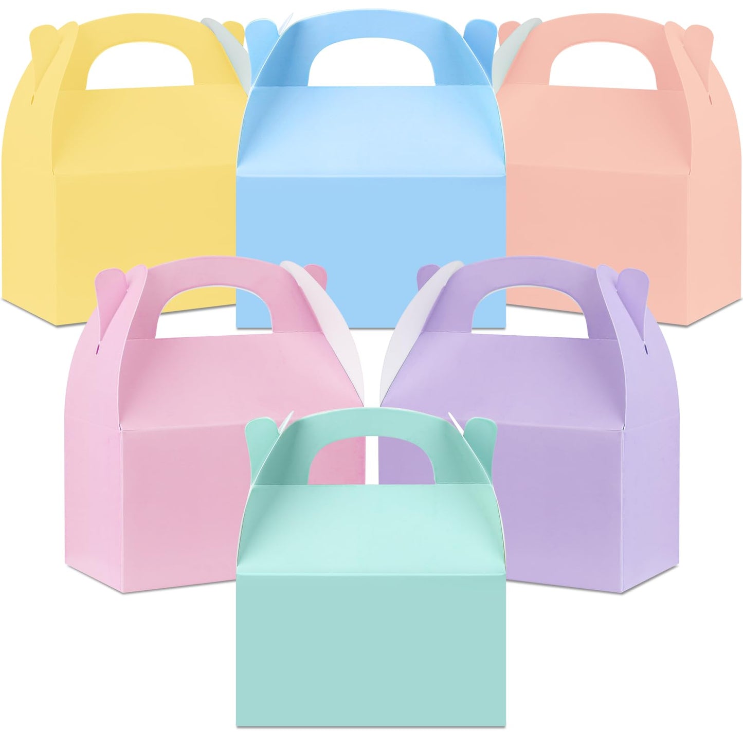 24 Pcs Pastel Party Favor Treat Boxes, Colorful Paper Candy Gift Gable Boxes for Party Favors