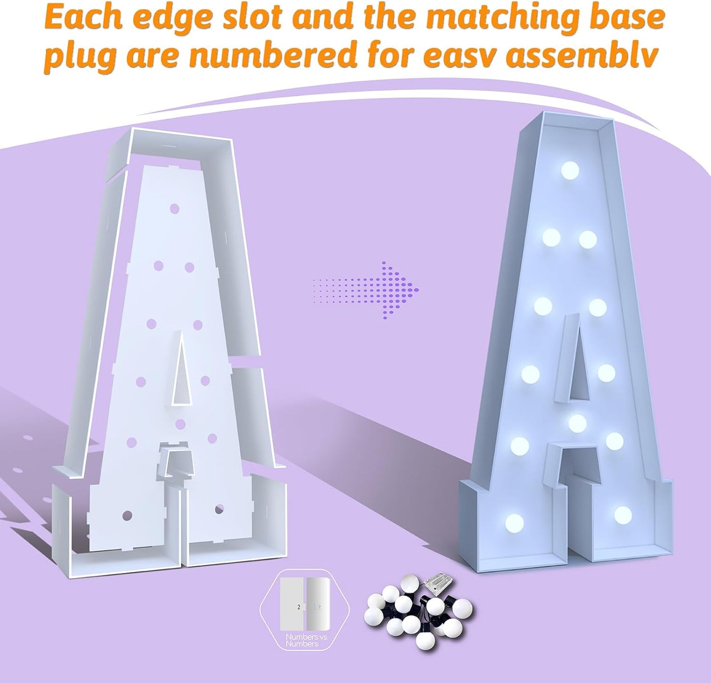 4FT Marquee Light Up Numbers 7 – Cool White LED, Easy to Assemble Foam Board with Back Support, Large Marquee Light Up Numbers for Birthday, Wedding, Party, Anniversary, Baby Shower Decor