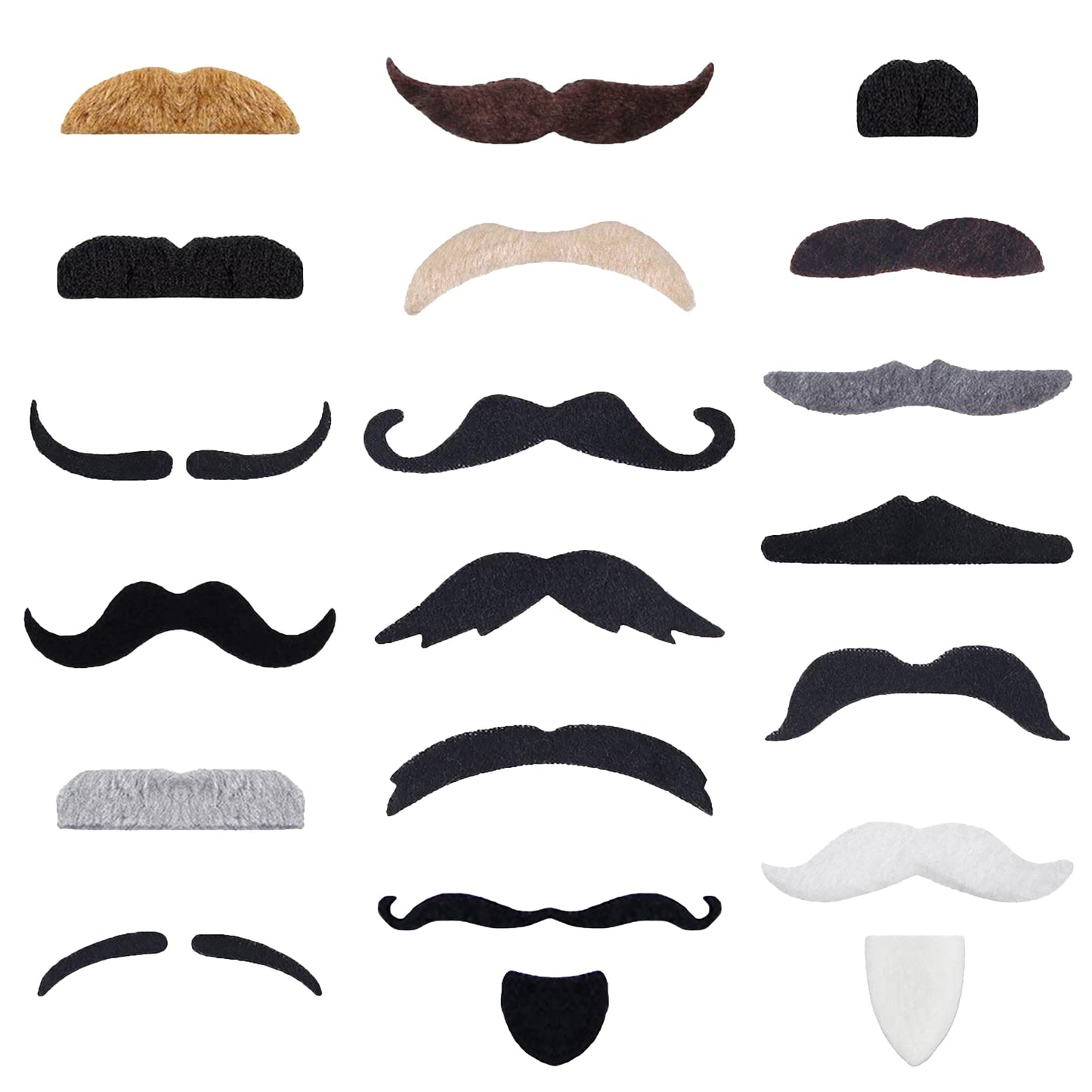 KICNIC 60 Pcs Fake Mustaches Self Adhesive, 20 Designs for Costume Party
