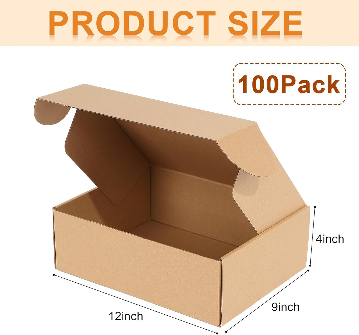 Qilery 100 Pcs Shipping Boxes Cardboard Gift Corrugated Cardboard Brown Boxes Mailer Packaging for Mailing Small Business Present (12 x 9 x 4 Inches)