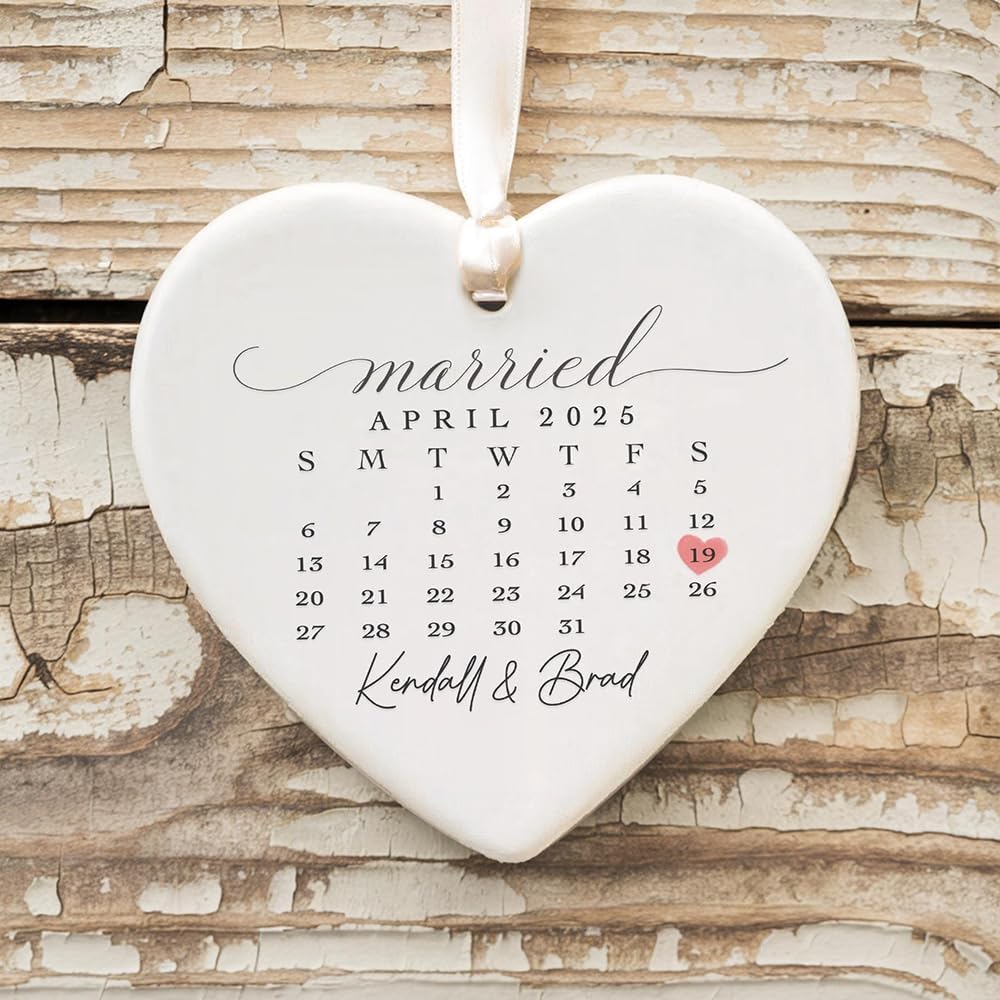 GABITA Personalized First Christmas Married Keepsake, First Christmas Married Ornament 2025, Decorations for New Couple, Married Ornament Calendar Gift 5
