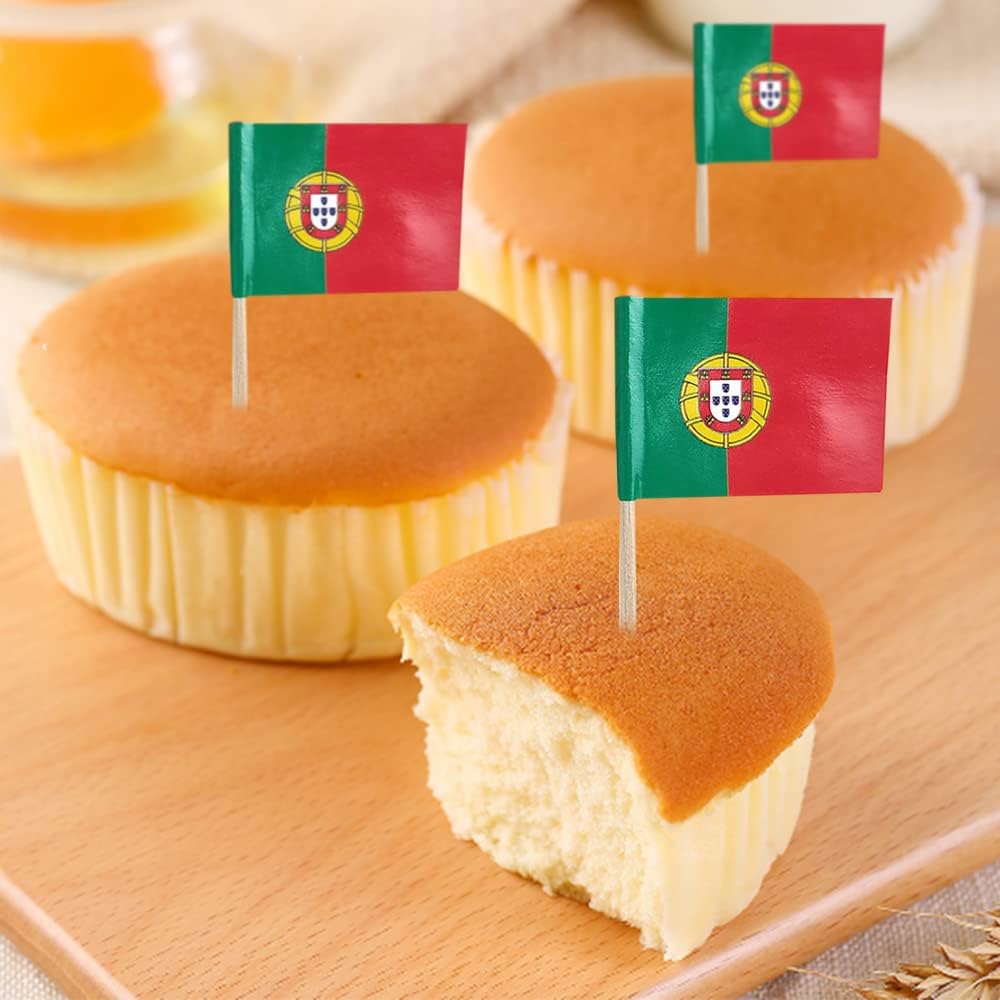 Portugal Flag Portuguese Flag, Small Mini Portugal Toothpick Flags for Food, Cupcakes, Cocktails, Appetizers, Bar Party Decorations
