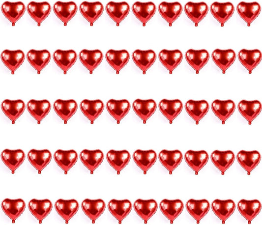 50 Pcs Red Heart Shaped Balloon Foil Balloon 5 inch Heart Balloon for Valentinge's day Wedding Decoration