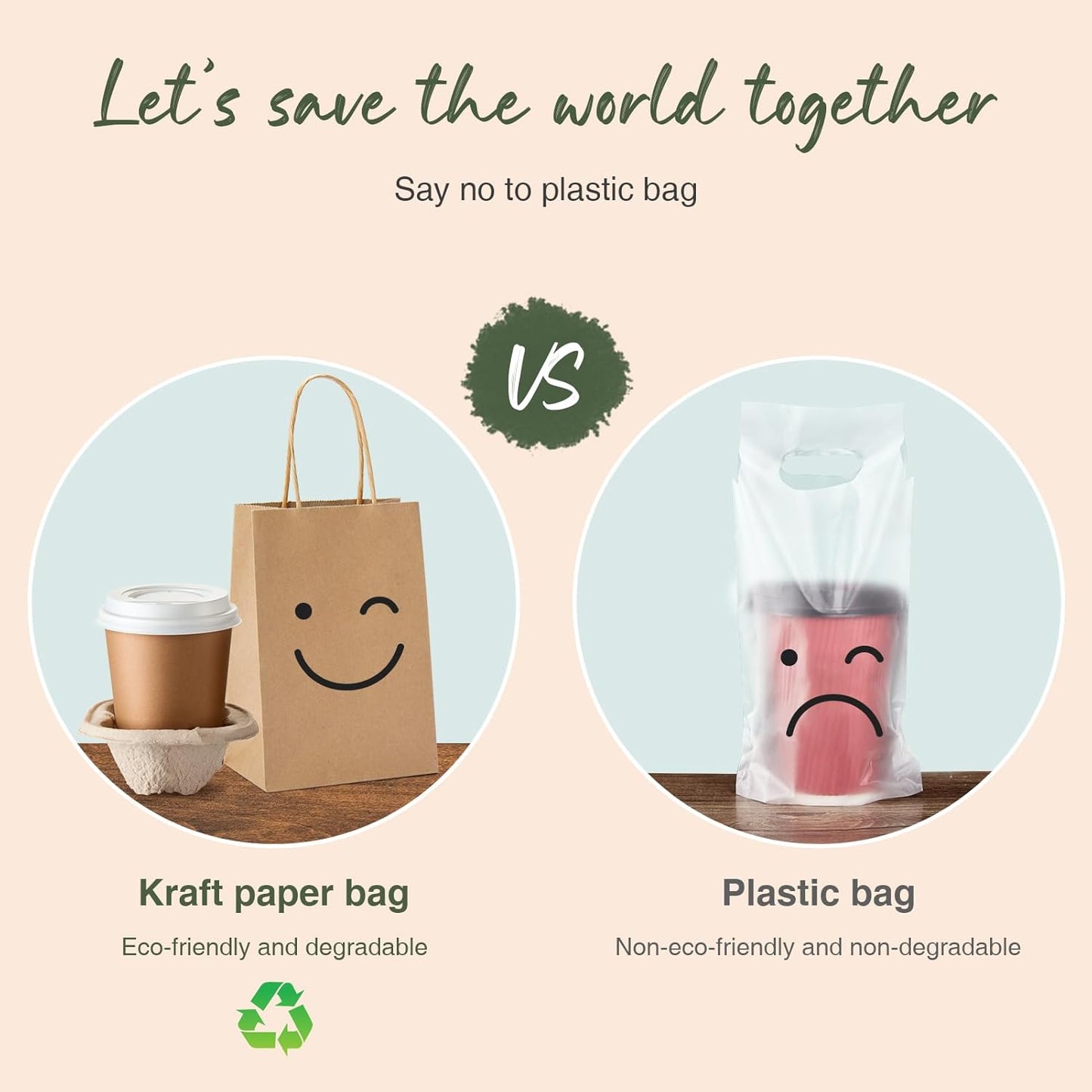 GSSUSA 100 Pack Paper Gift Bags 5.25x3.75x8 Inch Small Brown Paper Bags with Handles Bulk, Brown Kraft Bag for Small Business, Sturdy Grocery Retail Shopping Birthday Party Favor Craft Bag （Made in USA）