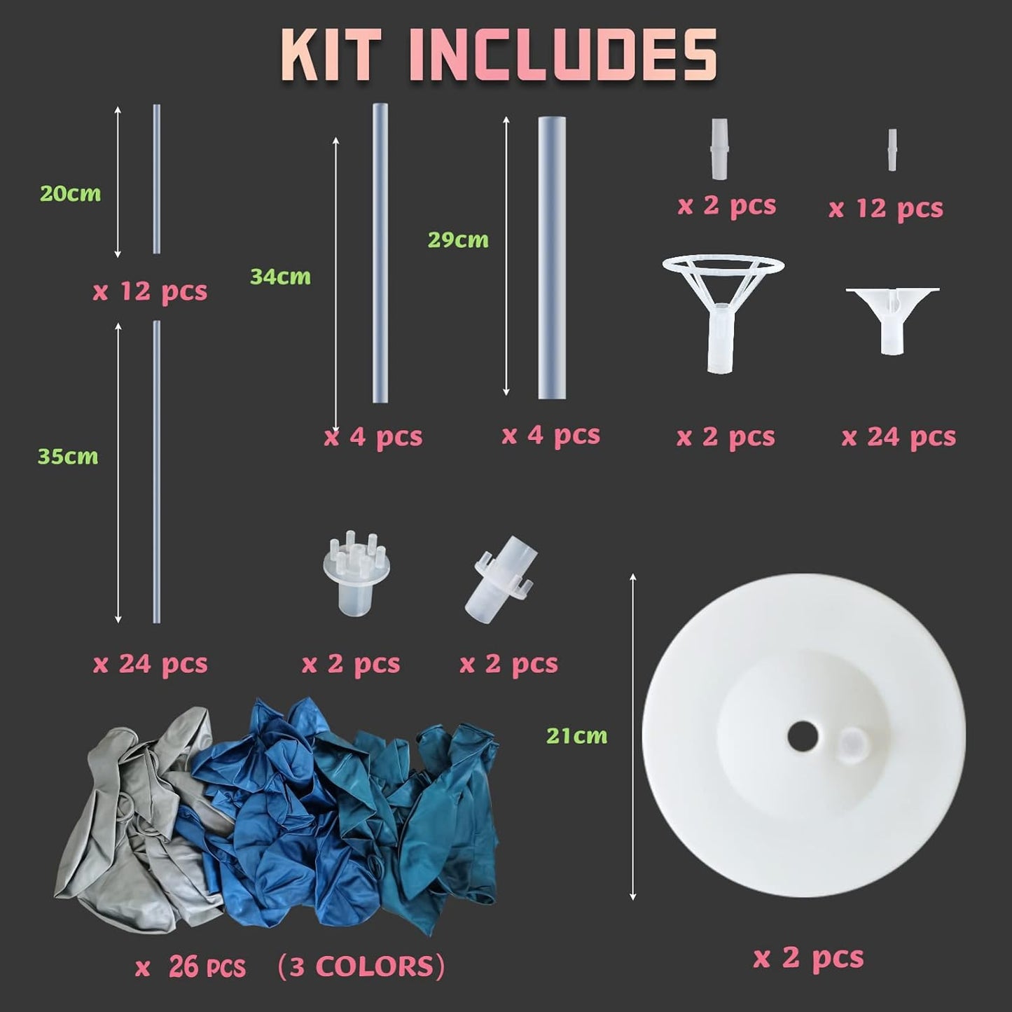 Balloon Column Kit for Floor- Set of 2,Balloon Columns with Stand, Base and Pole,Balloon Tower Backdrop Decoration for Wedding, Baby Shower, Birthday Party, or Bachelorette Parties (BLUE SILVER)