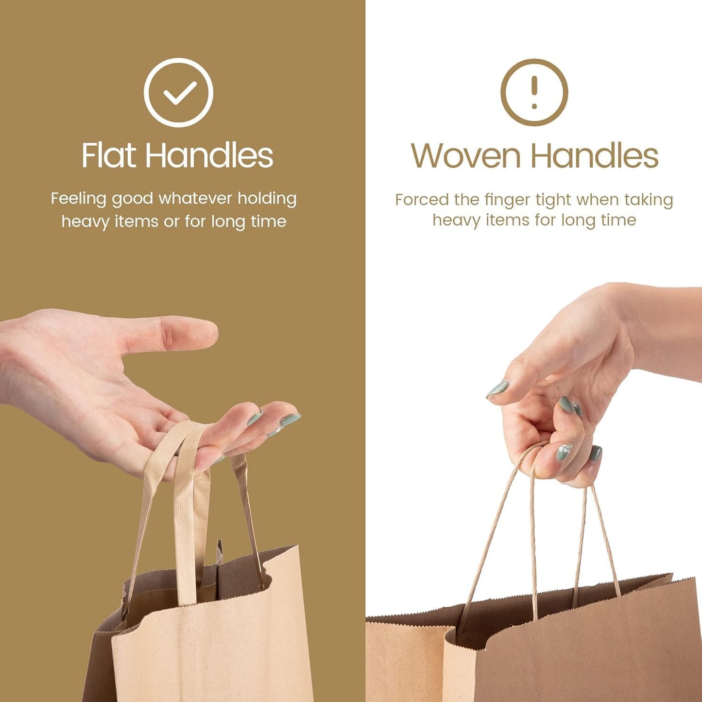 GSSUSA Brown Paper Bags with Handles 200 Pack Brown Gift Bags10 X5 X13 Kraft Paper Bags, for Shopping, Retail and Grocery -Take Out Bag