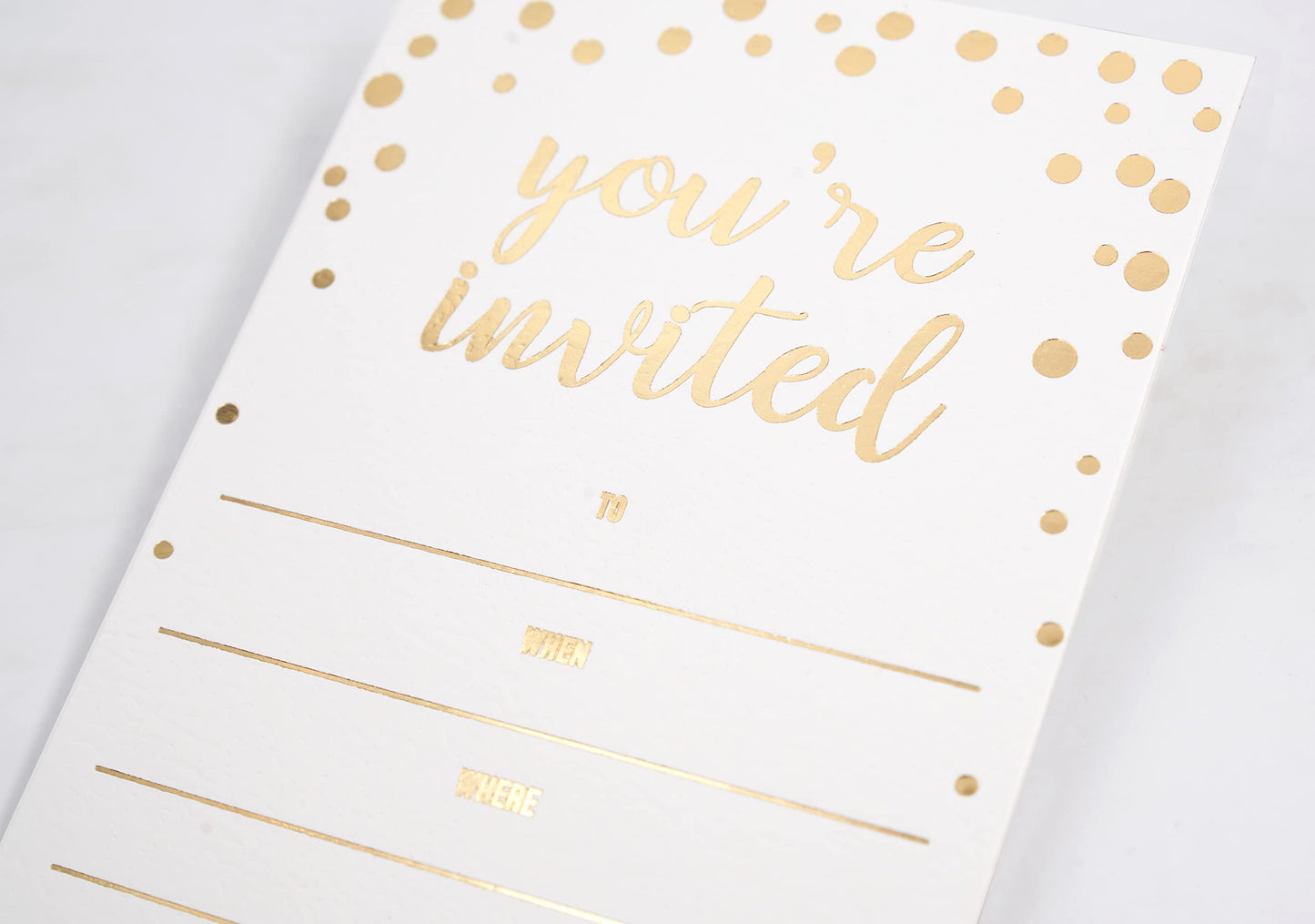 50 Pack Invitation Card - Elegant Greeting Cards ‘’You are Invited’’ in Gold Foil Letters – for