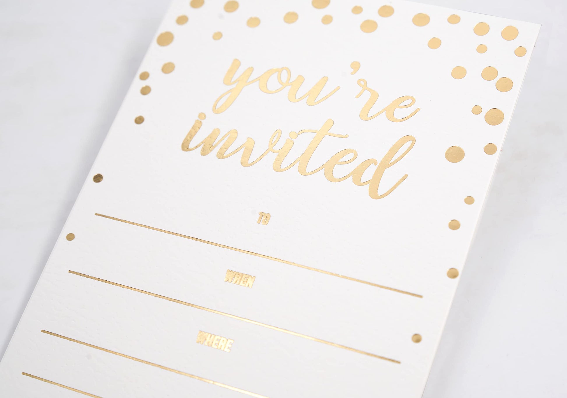50 Pack Invitation Card - Elegant Greeting Cards ‘’You are Invited’’ in Gold Foil Letters – for