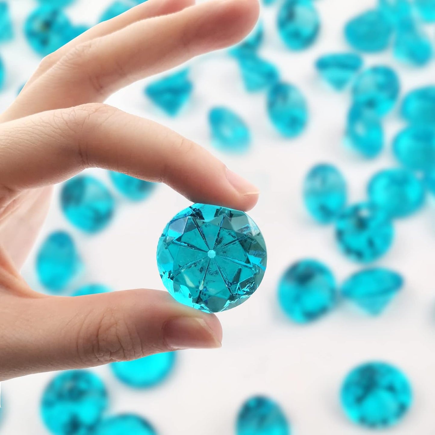 100Pcs Clear Acrylic Diamonds 25mm Wedding Table Scatters Gemstones Confetti for Vase Fillers,Floral Decor,Bridal Shower Decorations,Home Centerpieces,Candle Display (Sky Blue)