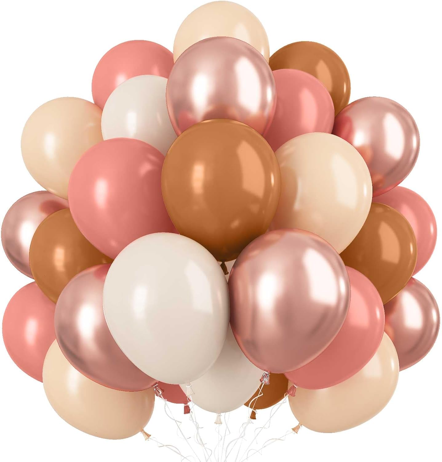 Boho Blush Pink Brown Balloons, 12-Inch Retro Blush Brown Beige Latex Balloons Set for Bridal Baby Shower Girl Birthday Wedding Decoration