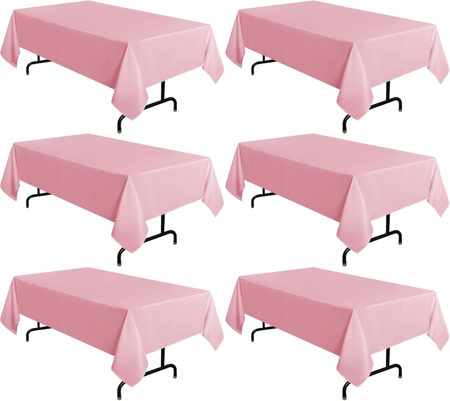 sancua 6 Pack Pink Tablecloth 60 x 102 Inch, Rectangle Table Cloth for 6 Feet Tables - Stain and Wrinkle Resistant Washable Polyester Table Cover for Dining Tables, Buffet Parties and Camping