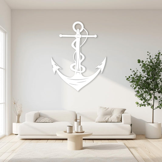 XXQ Anchor Metal Wall Decor, Anchor Metal Wall Art for Bedroom Living Room Dorm Antique Anchor Wall Decor Antique Metal Anchor Farmhouse Decor (Whhite, 12" x 19" / 31 x 47cm)