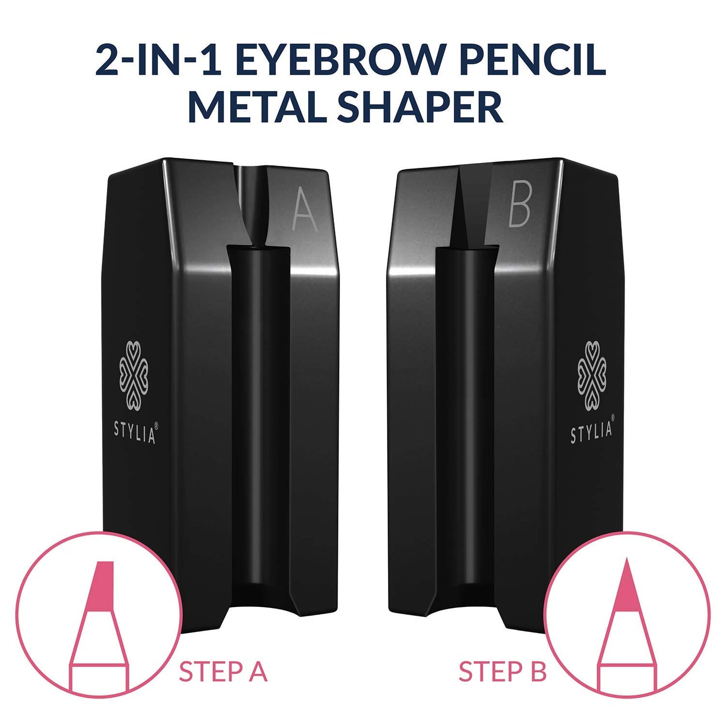 2-in-1 Metal Duckbill-Shape Eyebrow Pencil Shaper with 2 Single Edge Razor Blades - Eye Makeup Shaping Tool for Waterproof Peel Off Brow Pencils - Compact Cosmetic Shaper for Beginners & Professional