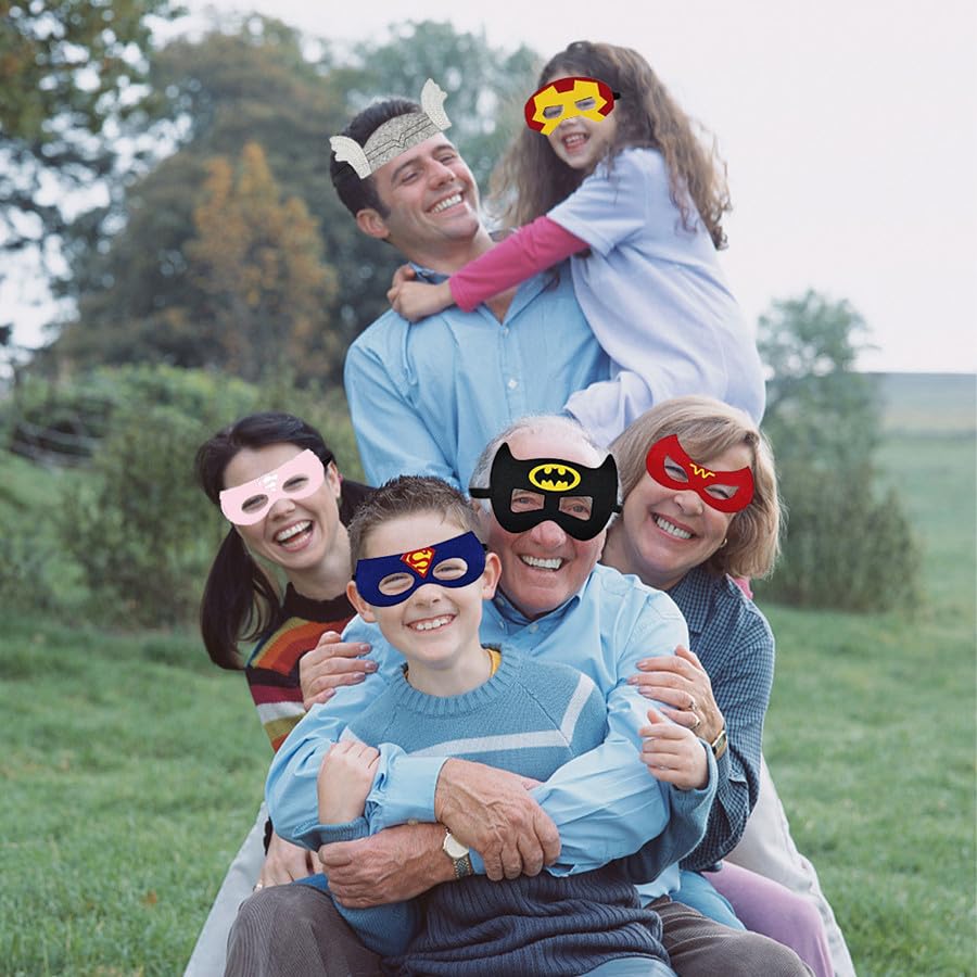 RONGSENI Superhero Masks for Kids Adults, 35pcs Costume Masks Cosplay Eye Masks Party Favors