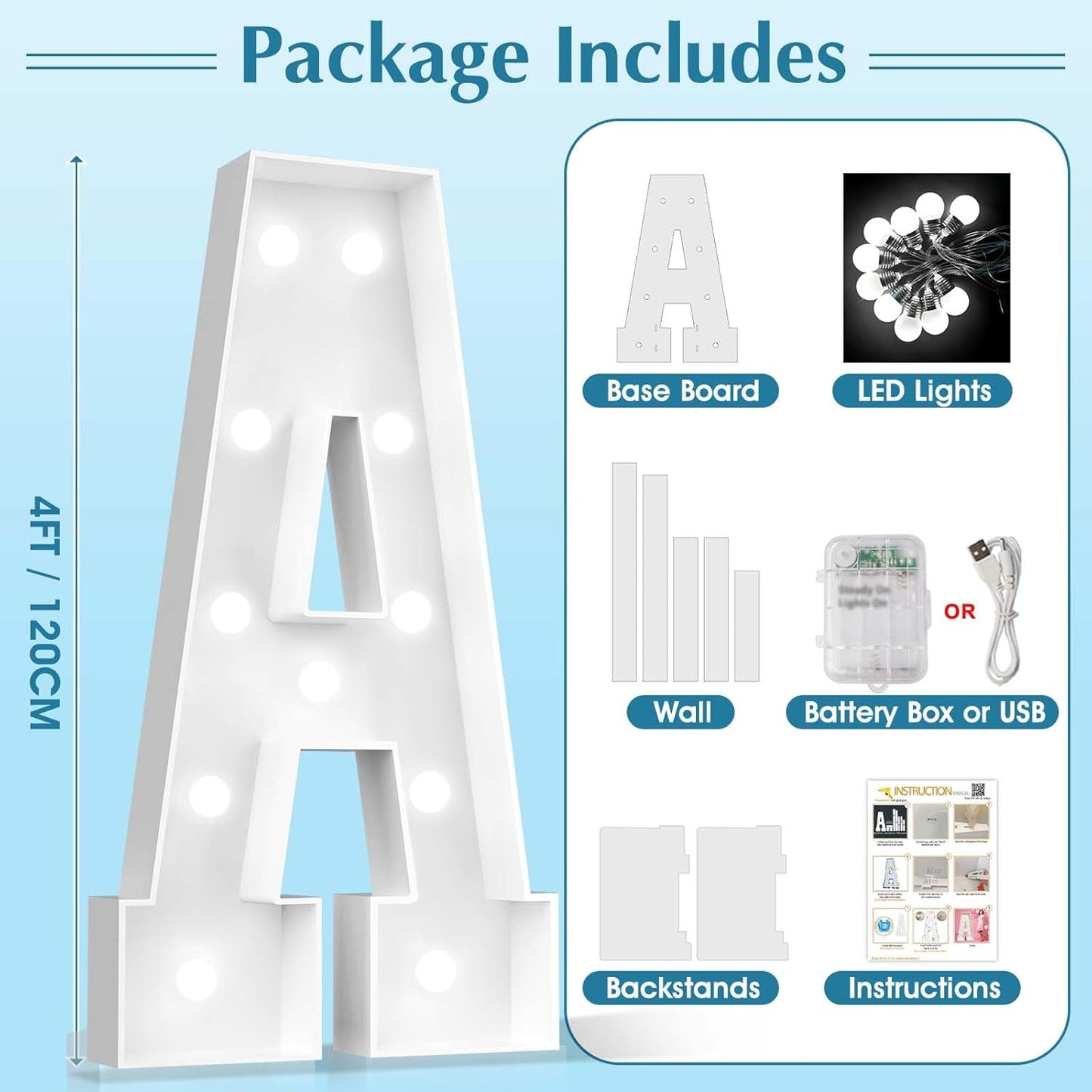 Ledido 4FT Marquee Light Up Letters, Cool White Light Up Letters Large Marquee Letter for Party Decorations, Mosaic Letter B for Balloons, Wedding Birthday Graduation Decor