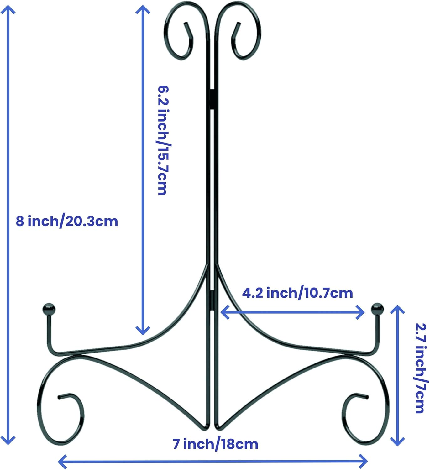 Plate Display Stands with Hinged Folding Design, 8 Inch Picture Frame Stand for Tables, Decorative Easels for Plates, Photos, Cards and Books, 8?™â€?Black