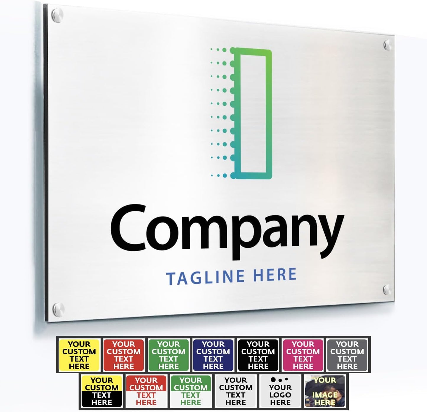 Custom Metal Signs, Personalized Aluminum, Customized Safety, Business Signs, Waterproof Outdoor, White Aluminum (Logo, 14x10 In)