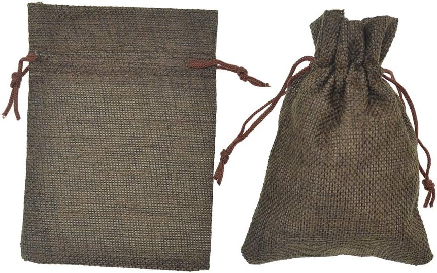 20Pcs Burlap Bags with Drawstring, Burlap Gift Bag Linen Jewelry Pouches for Christmas Wedding Favor, Party, DIY Crafts (Coffee, 5.9 x 7.5 Inch)