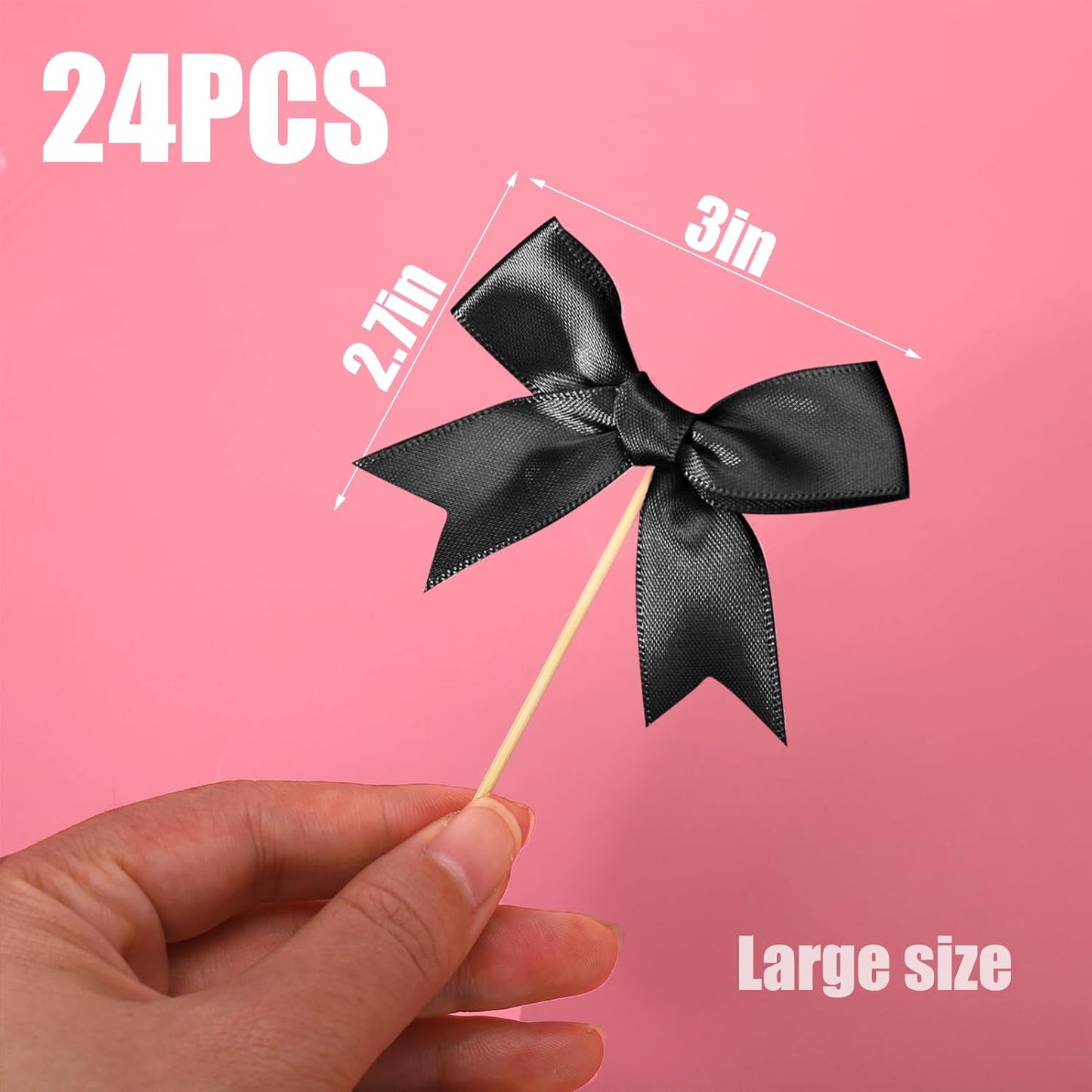 24Pcs Bow Cupcake Toppers - Black Bow Cake Topper Birthday Decorations, Bowknot Cupcake Picks for Coquette Bow Theme Party Decoration Bachelorette Bridal Engagement Wedding Baby Shower Party Decor