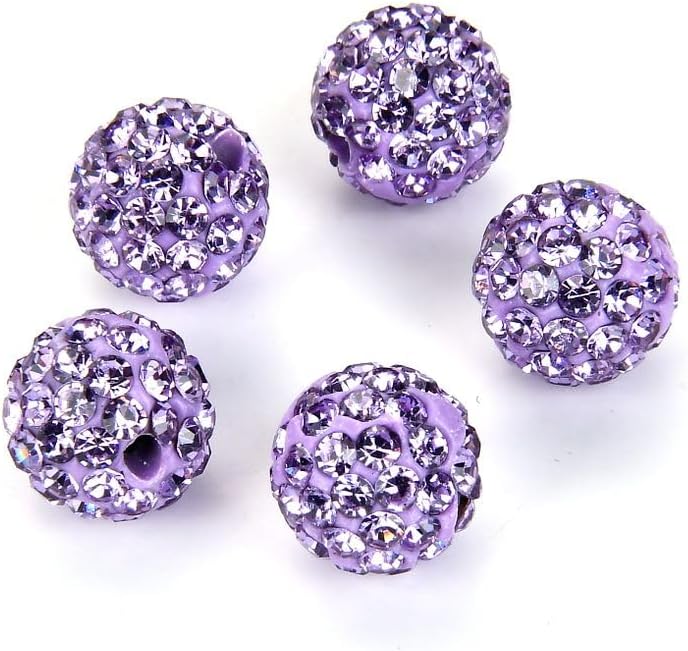 25pcs Adabele Grade A Suncatcher Crystal Rhinestone Pave Loose Beads 12mm Violet Purple Polymer Clay Disco Ball Spacers Compatible with Shamballa All Craft Jewelry Making DB12-4