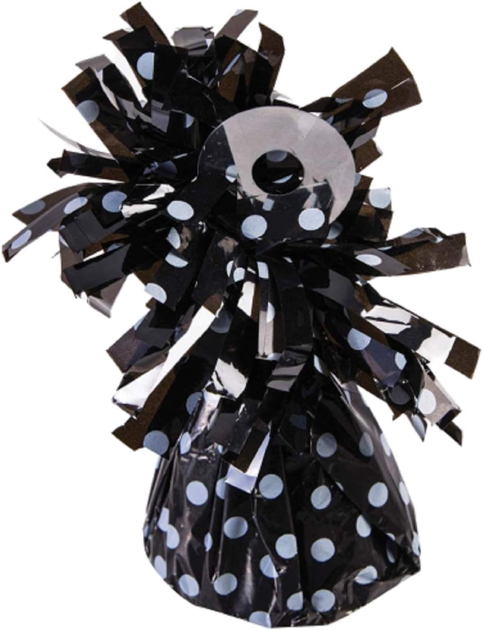PMU 6 Pcs Polka Dot Kisses Balloon Weights - Decorative Balloon Weight for Christmas, Thanksgiving, Birthday, Party Favors, Wedding & Baby Shower - 6oz. Black With White, Pkg/6