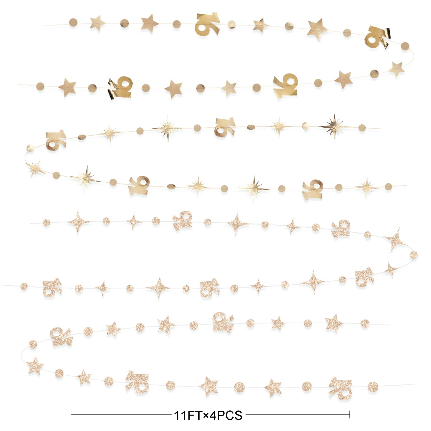 Champagne Gold Number 16 Circle Dot Twinkle Star Garland Streamer Bunting Banner Backdrop