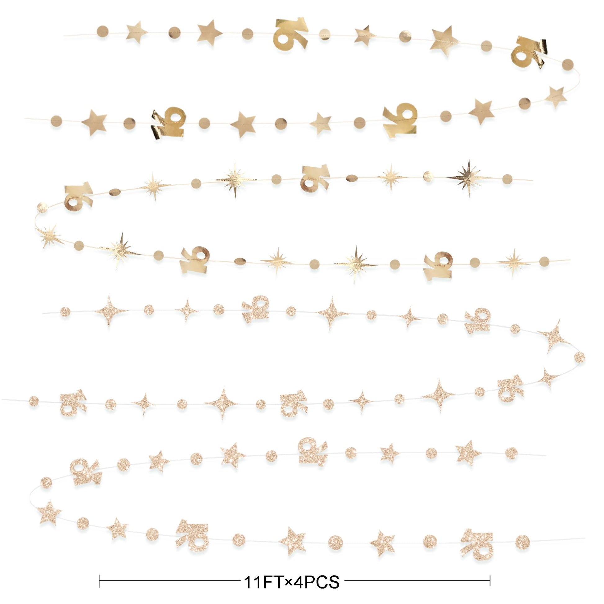 Champagne Gold Number 16 Circle Dot Twinkle Star Garland Streamer Bunting Banner Backdrop