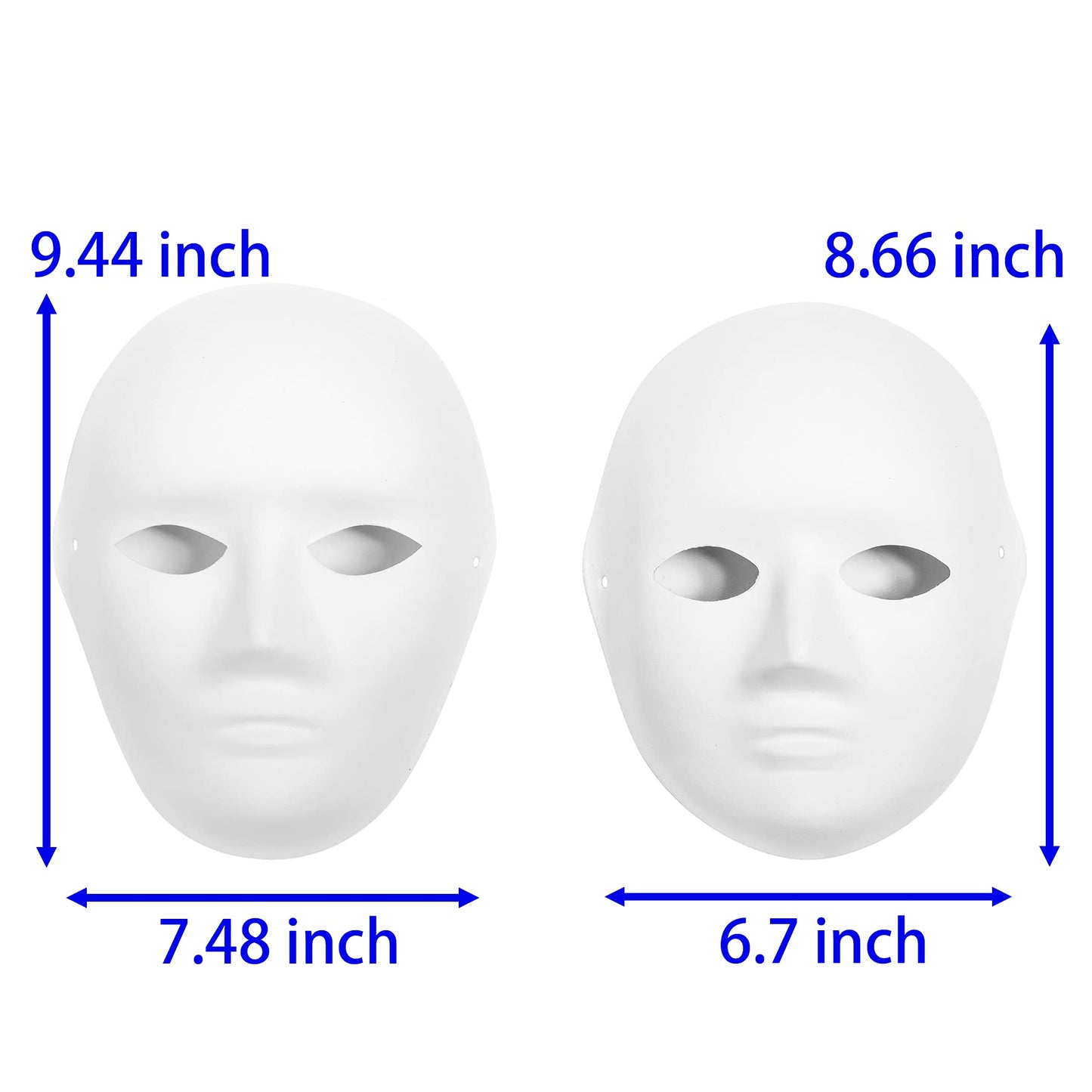 CALPALMY 14 Pack Paper Mache Masks - 2 Sizes for Artistic Projects, Theater, Halloween, Masquerade