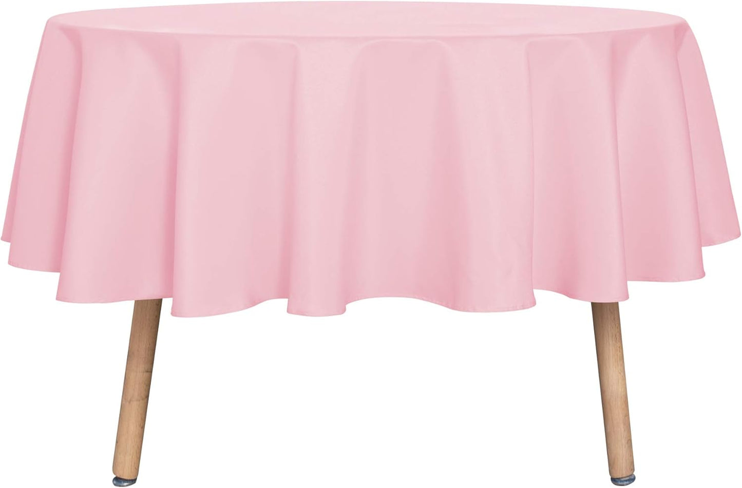 sancua Round Tablecloth - 80 Inch - Water Resistant Spill Proof Washable Polyester Table Cloth Decorative Fabric Table Cover for Dining Tables, Buffet Parties and Camping, Pink