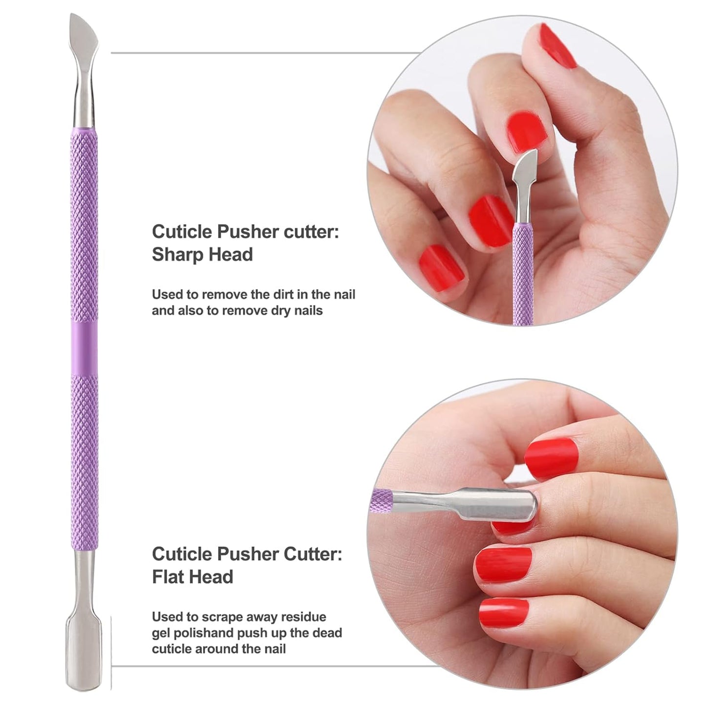 Cuticle Trimmer with Cuticle Pusher and Cutter-YINYIN Cuticle Nipper Professional Stainless Steel Cuticle Clippers Durable Pedicure Manicure Tools for Fingernails and Toenails(Purple)