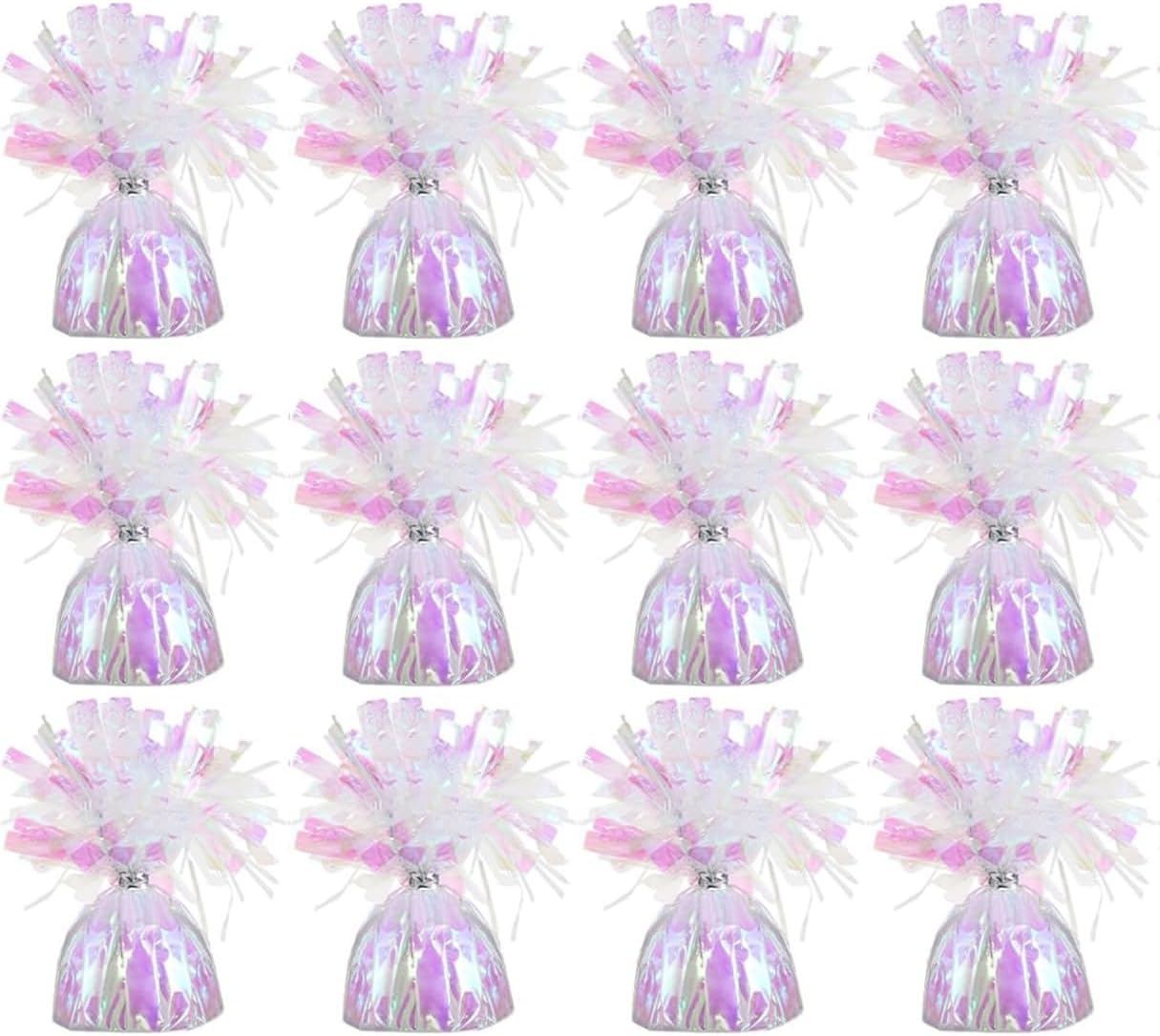 Metallic Balloon Weights, Birthday Party Favors, Novelty and Gag Gifts, 5.5" Inches, 12-Pack (Iridescent Pink)